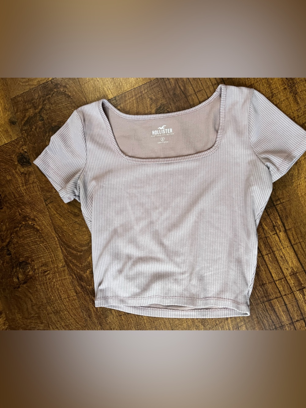 Hollister Ribbed Square-Neck Crop Top - Dusty Lavender